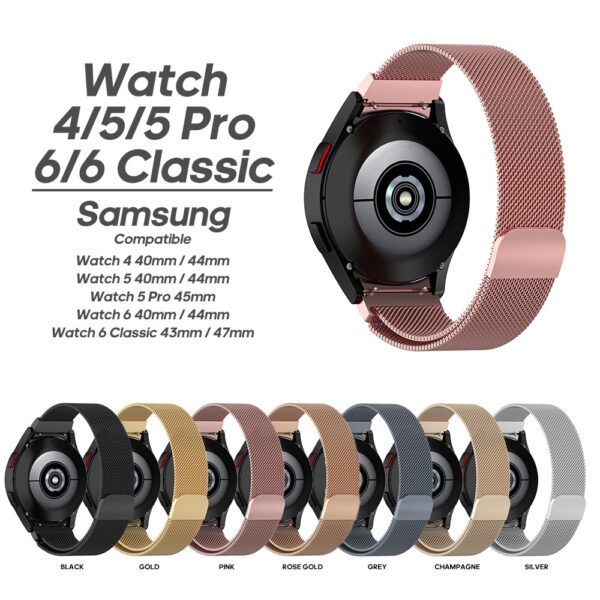Pulseira de metal para Samsung Galaxy Watch 4/5/5Pro/6/6Classic/7