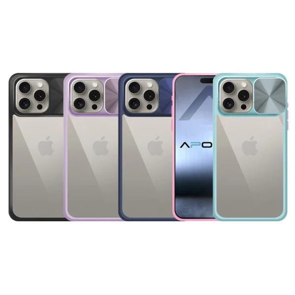 Capa de gel antichoque premium para iPhone 16 Pro Max com capa deslizante para câmera