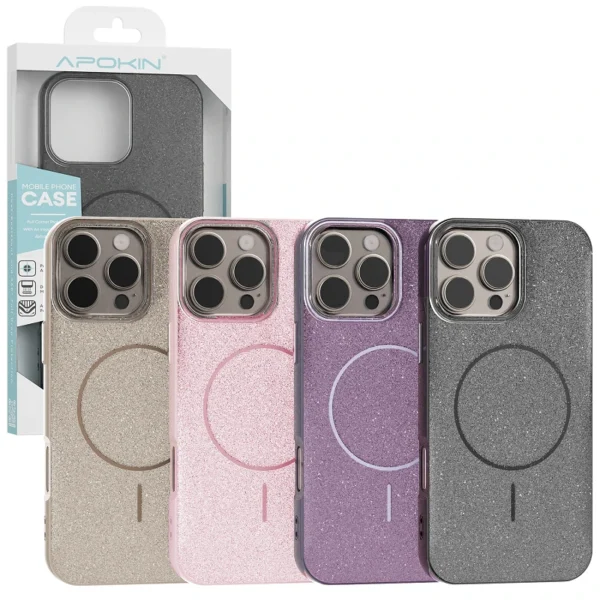 Capa Apokin Glitter com MagSafe – Proteção e estilo para iPhone e Samsung