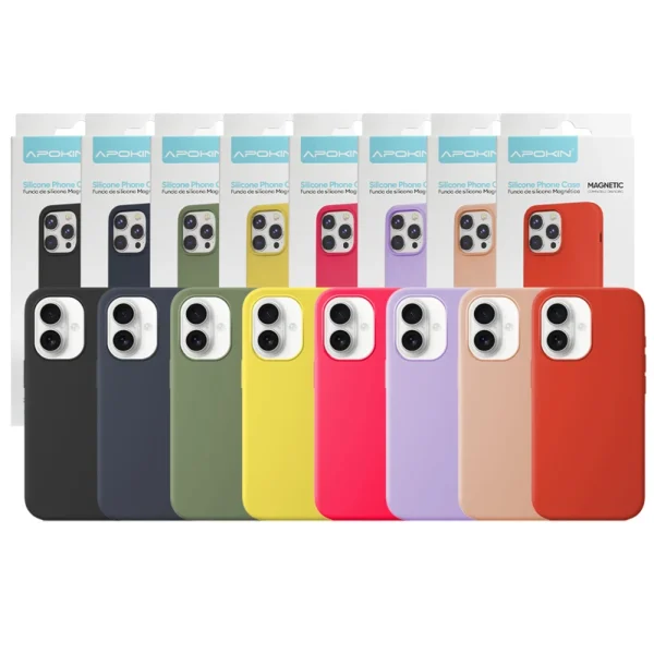 Capa Magsafe de silicone líquido premium para iPhone 16e disponível em 8 cores
