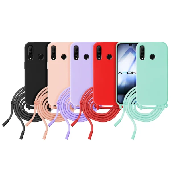 Capa macia com cordão para Huawei P30 Lite em 5 cores