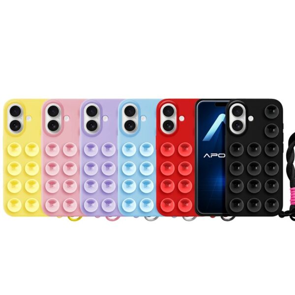 Silicone Suction Cup Case with Cord for iPhone 16 Pro Max - 6 Colours.